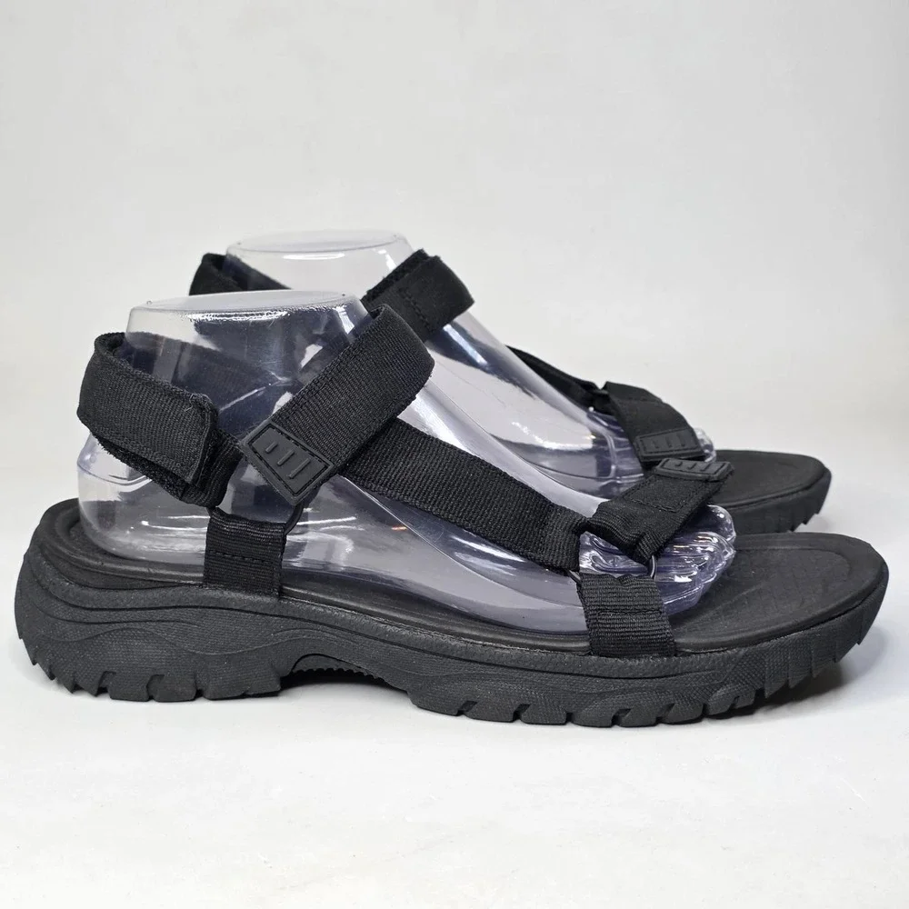 Sonoma Goods For Life Men's Black Sport Sandals Adjustable Straps Size 9 Shoes